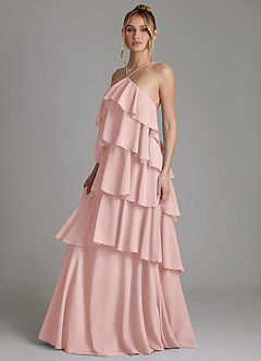 Azazie Deena Kleider zum Anprobieren zu Hause A-Linie Gestreift Chiffon Kleid Staubiger Salbeigrün image5