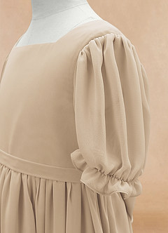 Azazie Joss Flower Girl Dresses Champagne A-Line with Sleeves Chiffon Dress image8