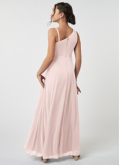 Azazie Brooke Junior Abito A-Line in Maglia Plissettato Rosa Rossore image4