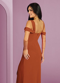 Barbie ♥ Azazie Bridesmaid Dresses Cinnamon A-Line Off the Shoulder Chiffon Dress image2