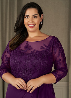 Azazie Calanthe Mother of the Bride Dresses Grape A-Line Scoop Chiffon Dress image8