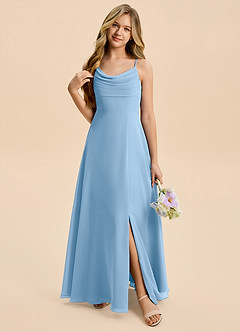 Azazie Gia Junior Powder Blue A-Line Pleated Chiffon Dress image6