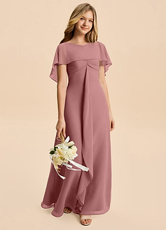Azazie Selena Junior Desert Rose A-Line Ruched Chiffon Dress image5
