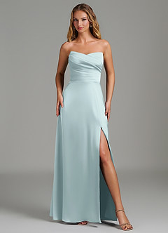 Azazie Niveah Bridesmaid Dresses Sea Glass A-Line Strapless Stretch Satin Convertible Dress image2