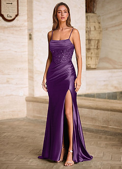 Starlit Purple Cowl Neck Prom Dress image4
