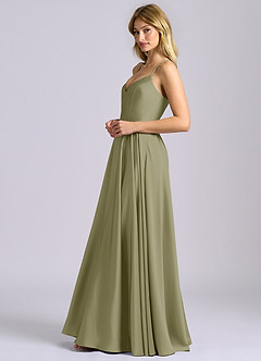 Azazie Truce Bridesmaid Dresses Pistachio A-Line Stretch Satin Dress image5