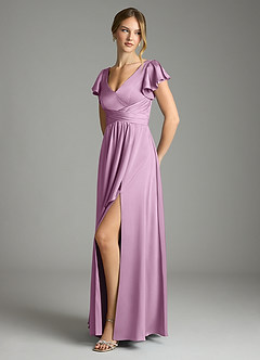 Azazie Omari Bridesmaid Dresses Wisteria A-Line Stretch Satin Dress image4