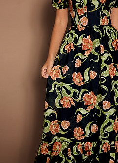 Leslie Black Multi Midi Dress image5