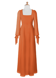 Azazie Leonia Junior Cinnamon A-Line with Pockets Chiffon Dress image7