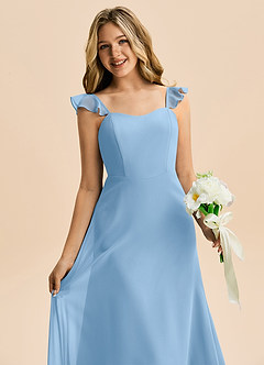 Azazie Mavie Junior Sky Blue A-Line Ruched Chiffon Dress image5