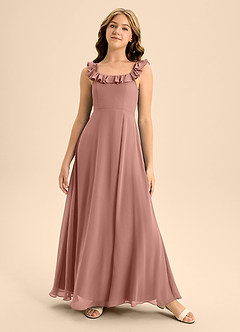 Azazie Callie Junior Cedar Rose A-Line Ruched Chiffon Dress image5
