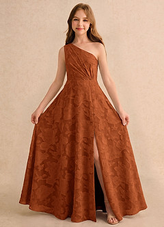 Azazie Pudles Girls Formal Flower Girl Klänningar Klänning A-linje i Blommig Utbrändhet One-shoulder image3