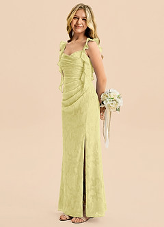 Azazie Jessamine Junior Lemon Sorbet Mermaid Sweetheart Neckline Floral Burnout Dress image3