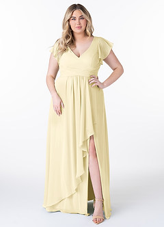Azazie Omari Bridesmaid Dresses Lemon Sorbet A-Line Chiffon Dress image7
