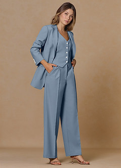 front Rowan Dusty Blue Refined Weave Performance 3-Piece Suit