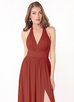 Azazie Gianni Final Sale Cedar Rose A-Line Pleated Chiffon Dress image5