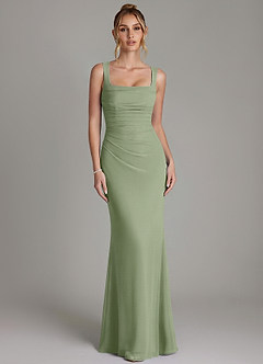 Azazie Agustina Bridesmaid Dresses Pistachio Mermaid Corset Chiffon Dress image5