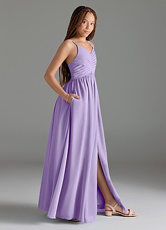 Azazie Alia Junior Lilac A-Line Pleated Chiffon Dress image3