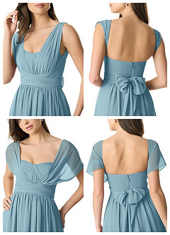 Azazie Olani Bridesmaid Dresses Moody Blue A-Line Off the Shoulder Chiffon Convertible Dress image9