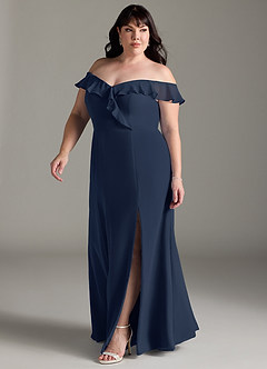 Azazie Sophie Bridesmaid Dresses Dark Navy A-Line Off the Shoulder Chiffon Convertible Dress image8