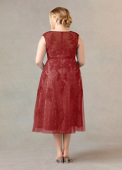 Azazie Flynn Mother of the Bride Dresses Rust A-Line Boatneck Lace Tulle Dress image7