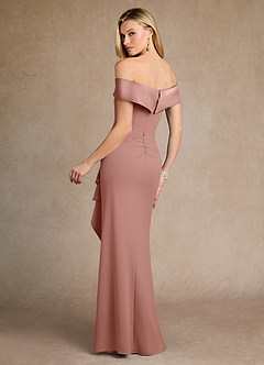 Azazie Laredo Mother of the Bride Dresses Dusty Rose Mermaid Off the Shoulder Stretch Crepe Dress image3
