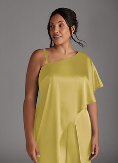 Azazie Hagretta Moeder van de bruid jurken Broekpak Jurk van Stretch Satijn Kanarie image12