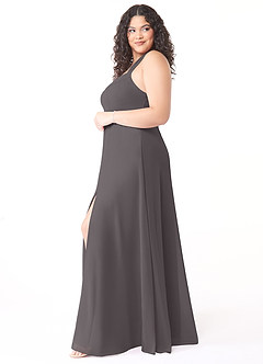 Azazie Jane Bridesmaid Dresses Steel Grey A-Line V-Neck Pleated Chiffon Dress image8