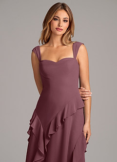Azazie Sloane Robes de demoiselle d'honneur Robe Trapèze en Mousseline de soie Encolure en Forme de Cœur Sangria image7