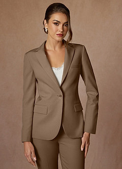 front Charlotte Truffle Refined Weave Pants Suit
