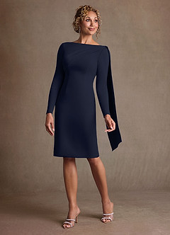 Azazie Merian Klänningar till brudens mor Klä Kolumn i Stretch crepe Plisserad Mörk Marinblå image3