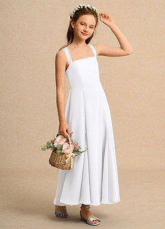 Azazie Tater Girl vestidos de niña de las flores Vestido de Blanco de Gasa de Corte En A con Plisado image3