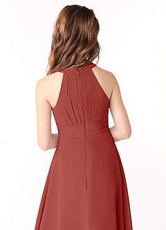 Azazie Linna Junior Terracotta A-Line Pleated Chiffon Dress image3
