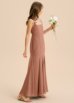 Azazie Evey Junior Abito Sirena in Chiffon Plissettato Bronzo image5