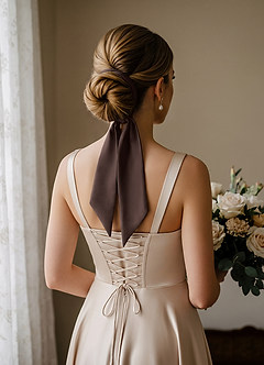 front Bridesmaid Matching Color Skinny Satin Scarf – A Versatile Accent for Wedding Look