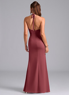 Azazie Valerie Robes de demoiselle d'honneur Robe Sirène en Mousseline de soie Plissée Merlot image6