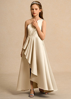 Azazie Taffy Girl Flower Girl Klänningar Klä A-Line i Matt satäng Spets image5