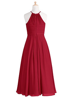Azazie Ginger Junior Scarlet A-Line Pleated Chiffon Dress image8