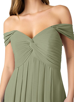 Azazie Kaitlynn Bridesmaid Dresses Pistachio Empire Ruched Chiffon Convertible Dress image5
