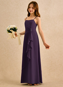 Azazie lolly Girls Formal Flower Girl Dresses Plum A-Line Pleated Chiffon Dress image1
