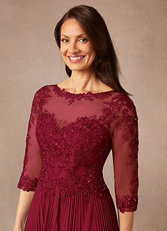 Azazie Corinne Mother of the Bride Dresses Burgundy A-Line Sequins Chiffon Dress image6