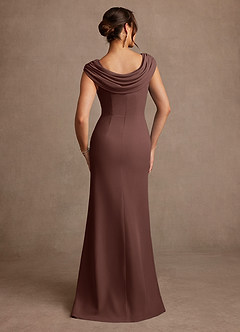 Azazie Irvine Mother of the Bride Dresses Espresso A-Line Pleated Chiffon Dress image3