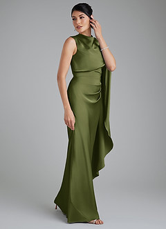 Azazie Taj Bridesmaid Dresses Olive Mermaid Corset Stretch Satin Dress image6