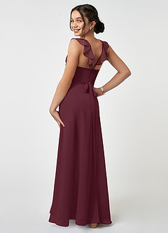 Azazie Emily Junior Cabernet A-Line Ruched Chiffon Dress image4