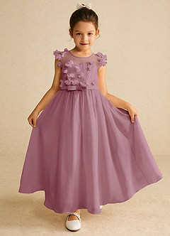 Azazie Arlo Final Sale Vintage Mauve A-Line Bow Chiffon Dress image1