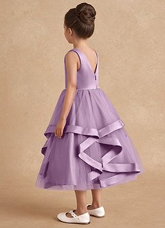 Azazie Posy Robe Demoiselle D'honneur Fillette Robe Trapèze en Tulle Perlé Glycine image2