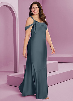 Barbie ♥ Azazie Bridesmaid Dresses Twilight Sheath Pleated Stretch Satin Dress image3