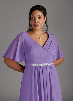Azazie Tricia Kleider für die Brautmutter A-Linie V-Hals Gefaltet Chiffon Kleid Tahiti image9