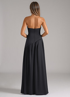 Azazie Adeline Bridesmaid Dresses Black A-Line Strapless Stretch Satin Convertible Dress image5