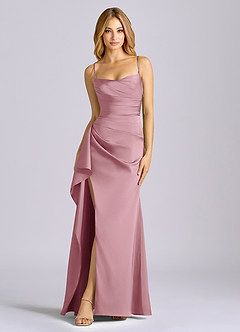 Azazie Sarai Bridesmaid Dresses Vintage Mauve Sheath Corset Stretch Satin Dress image3